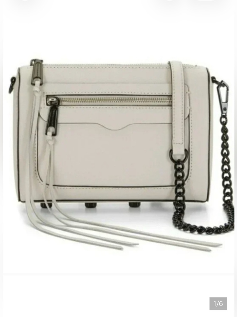 Rebecca Minkoff Putty Leather Mini Crossbody with Black Chain